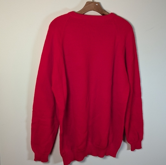 Vintage Bloom Brigade – Bold Red Knit Sweater with Rosy Appliqué 🌹🔥 - Picture 3 of 5